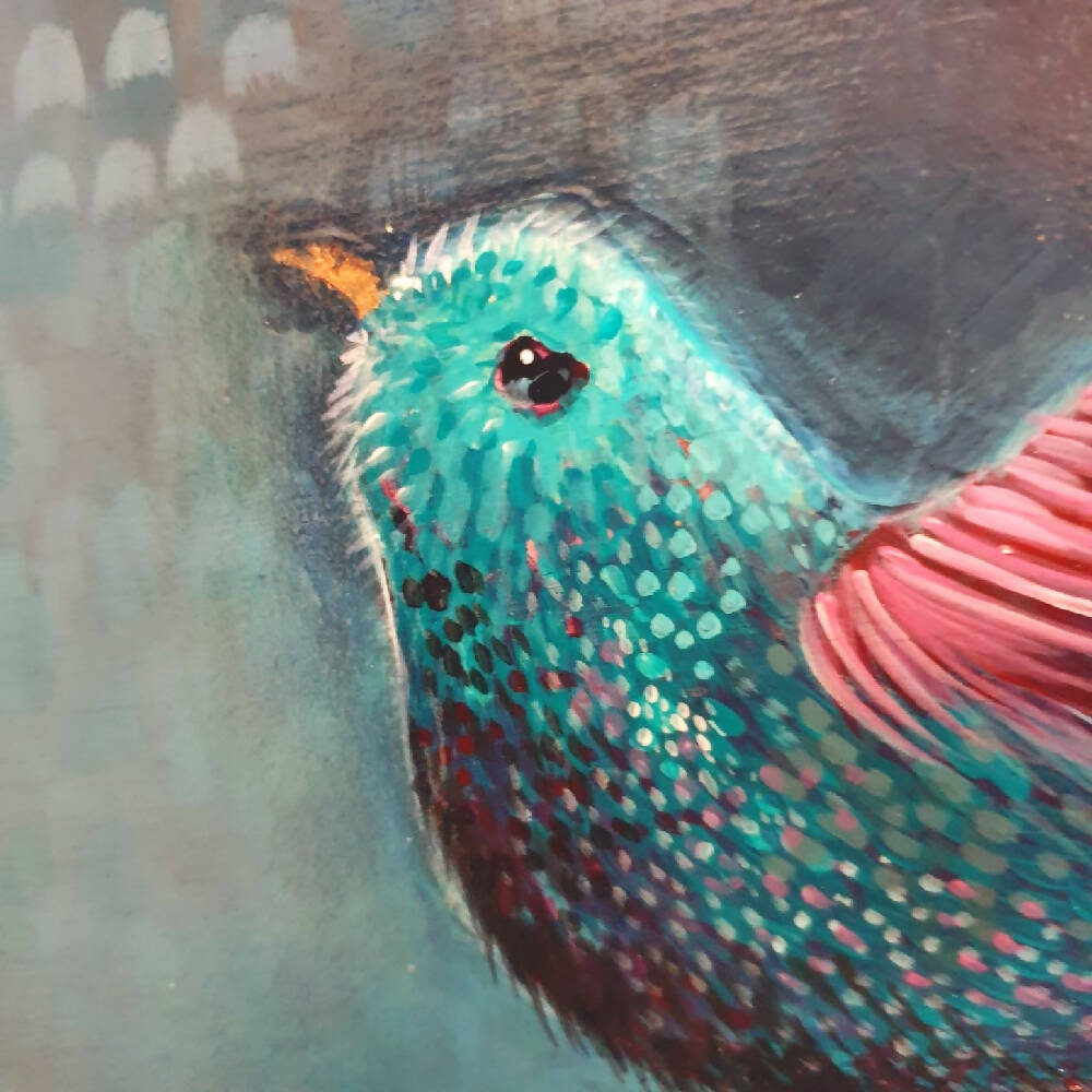 Call and i will come, painting, bird, girl , crown