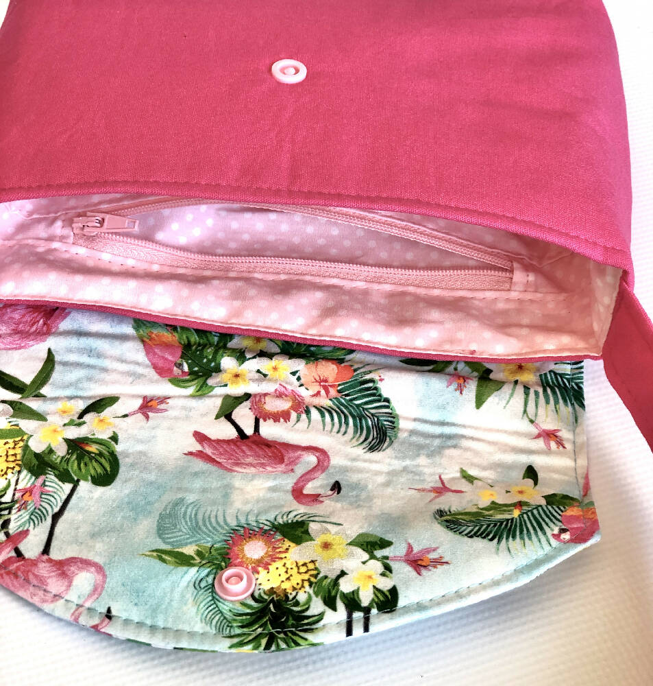 Handmade Girls Handbag - Pink Flamingos