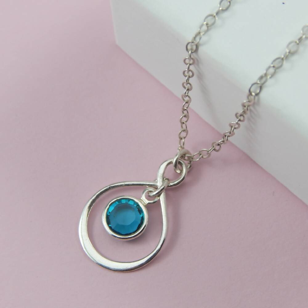 Sterling Silver Birthstone  Necklace Choose Your Birth Month