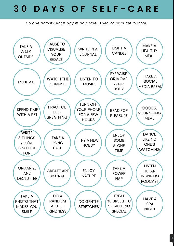 Self-Care Planner, Tracker and Workbook (digital)