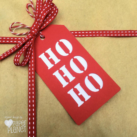 HO HO HO Christmas gift tags. Red and white Xmas gift tags. Gift wrapping tags.