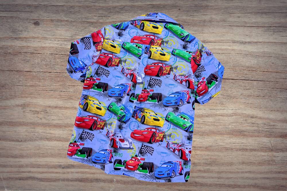 Boys Button Up Shirt, Cars, Size 4, 5, 6