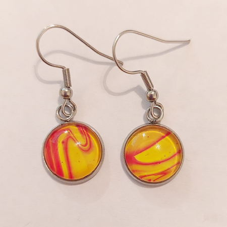 Red and Yellow Stainless Steel Earrings