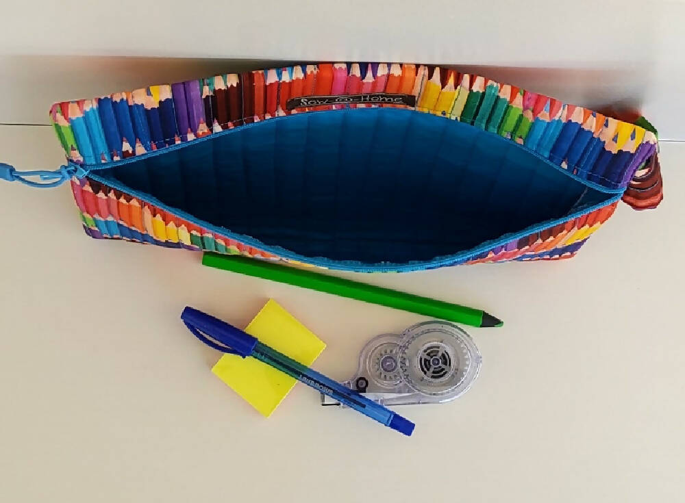 Colourful pencil case.