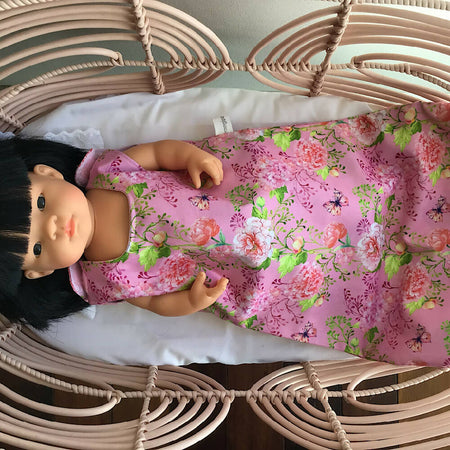 Dolls Sleep Sack, Pink with butterflies