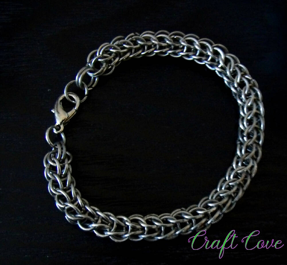 Bracelet Silver Chainmail in Persian weave