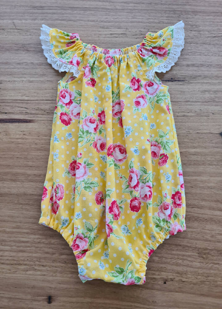 'Summer Rose' Seaside Baby Girl Romper / Onesie / Playsuit Size 0 (6 - 12 months)