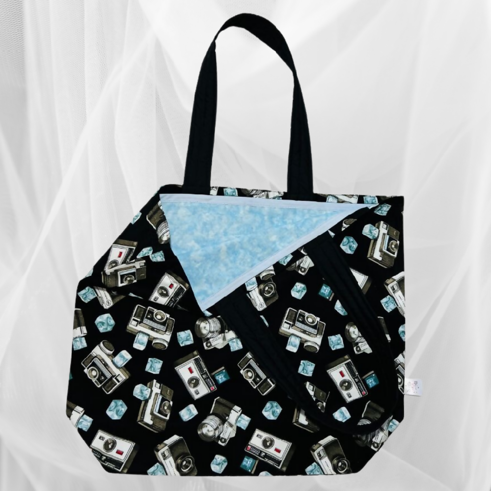 Grocery Tote ... Lined with storage pouch.. .Cameras