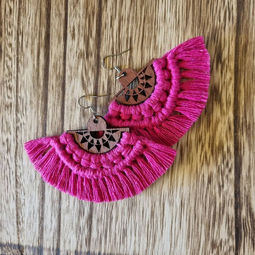 Macrame Fan Earrings