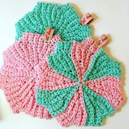 Set of 3 Eco Friendly Washcloths hand crochet in cotton