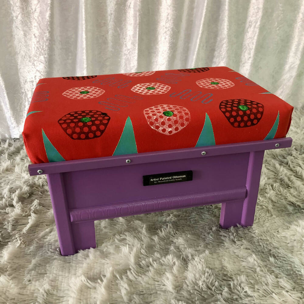 Ottoman storage box 15 - Wooden handmade fabric covered box