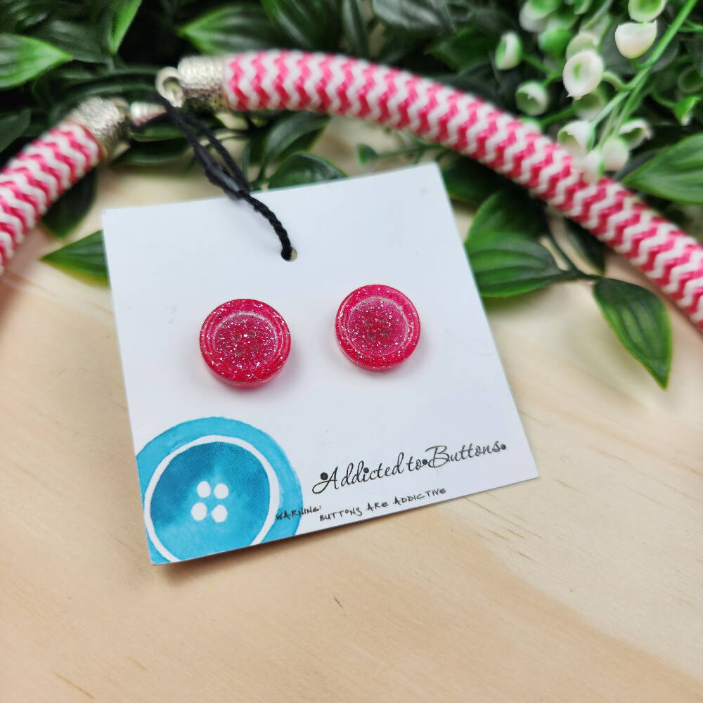 Button Necklace - Cord - Pink Sparkle - A2B -  (6)