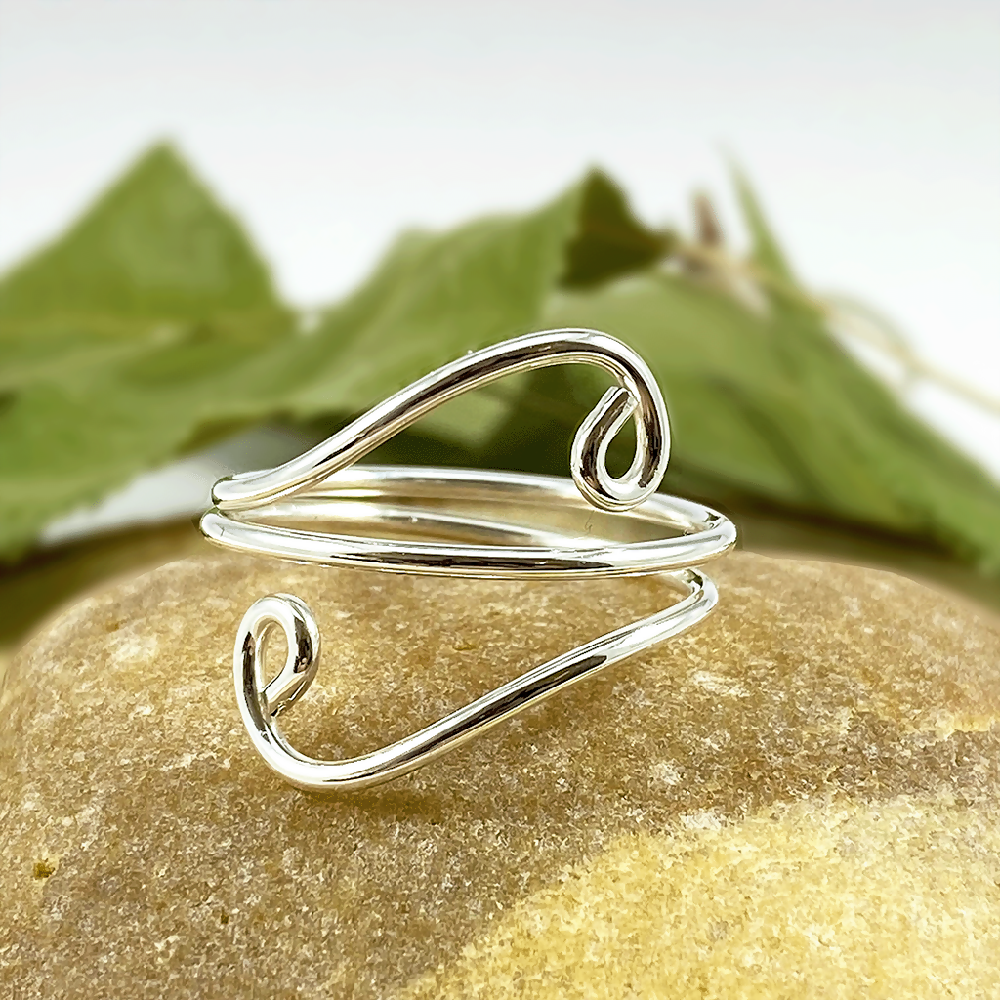 Solid silver wave ring _1