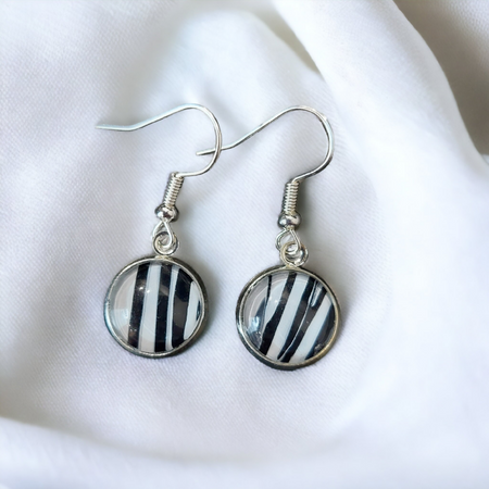 Black and White Stainless Steel Earrings