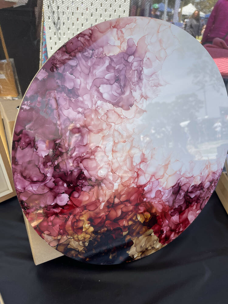 Circular alcohol ink painting