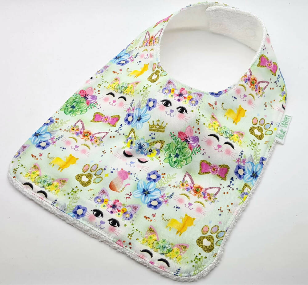 Baby Dribble Bib Gift Kitten Fabric