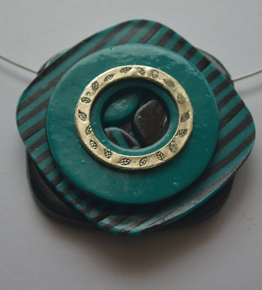 Teal and Black Pendant