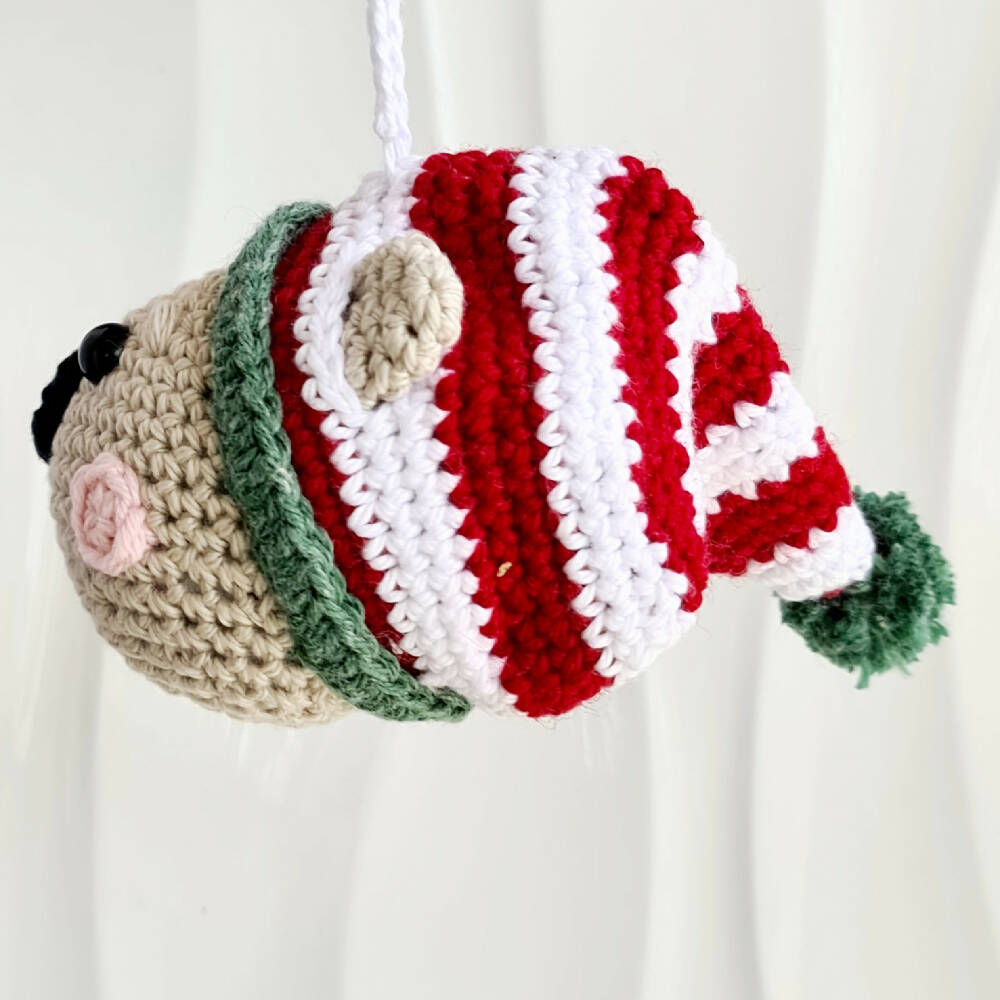 Crocheted Heirloom Aussie Native Animal Christmas Decorations - WOMBAT