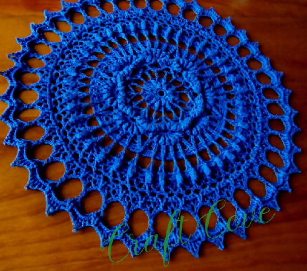 Doily 3D Textured in Medium Blue