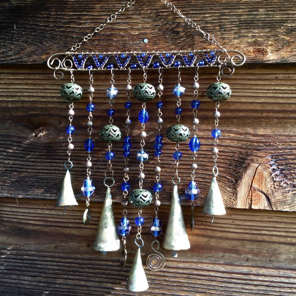 Windchime/Recycled-Metal-Bells/Glass-Beads/Outdoor-Decor