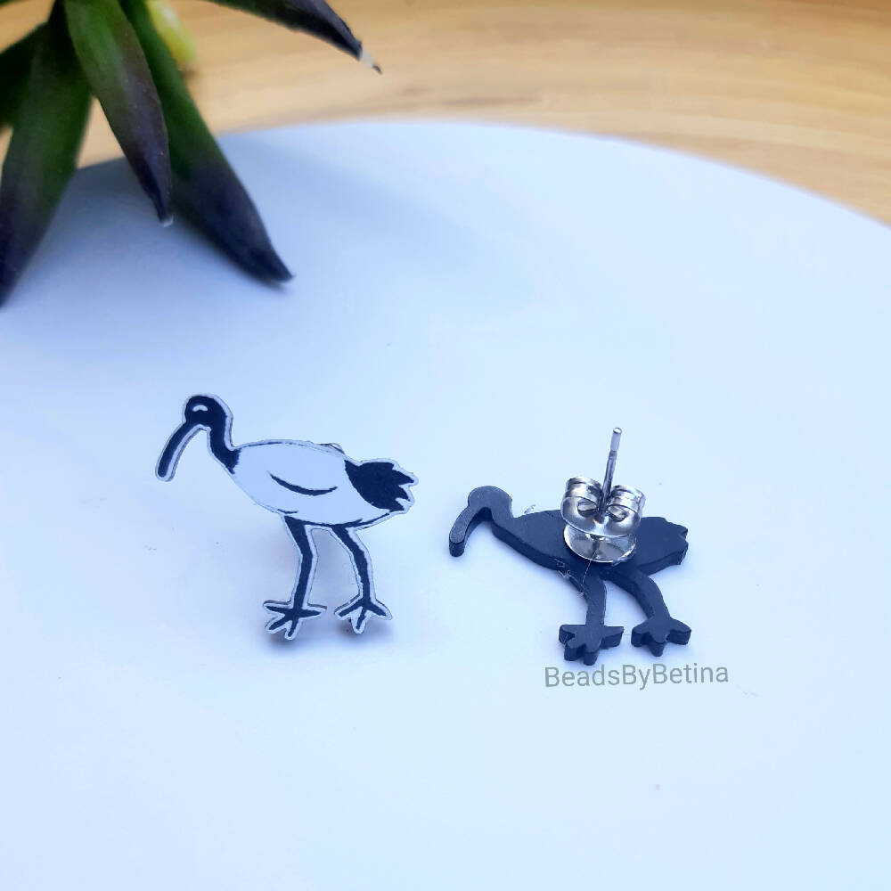 Bin Chicken (Ibis) Studs // HypoAllergenic // FREE POSTAGE // Laser Cut Acrylic
