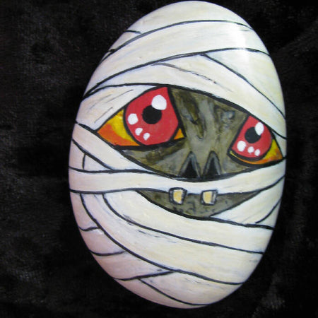 Mummy stone Halloween hand painted