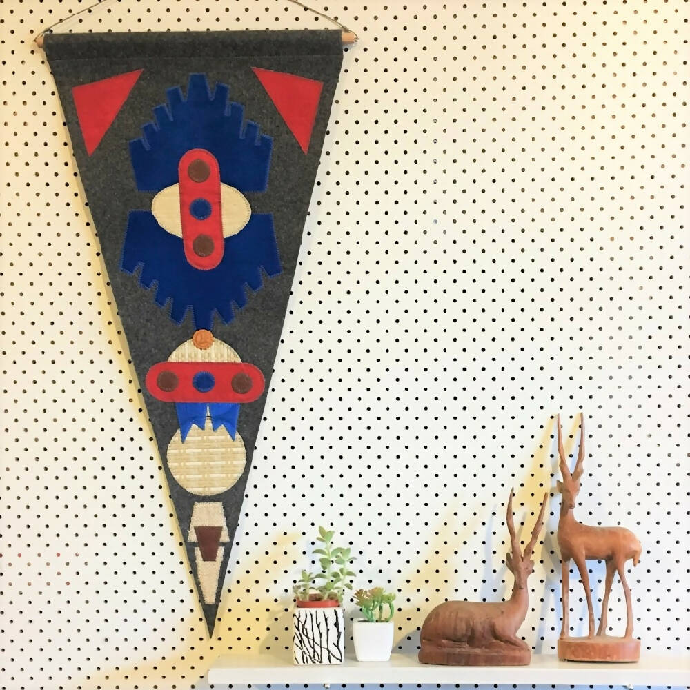 Modern felt wall hanging -fabric pennant 2