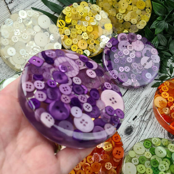 Coaster Resin Purple Buttons Round Flat Mug (5)