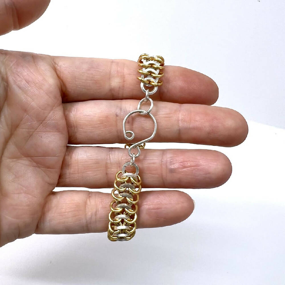 Sterlilng silver centipede & gold bracelet closure