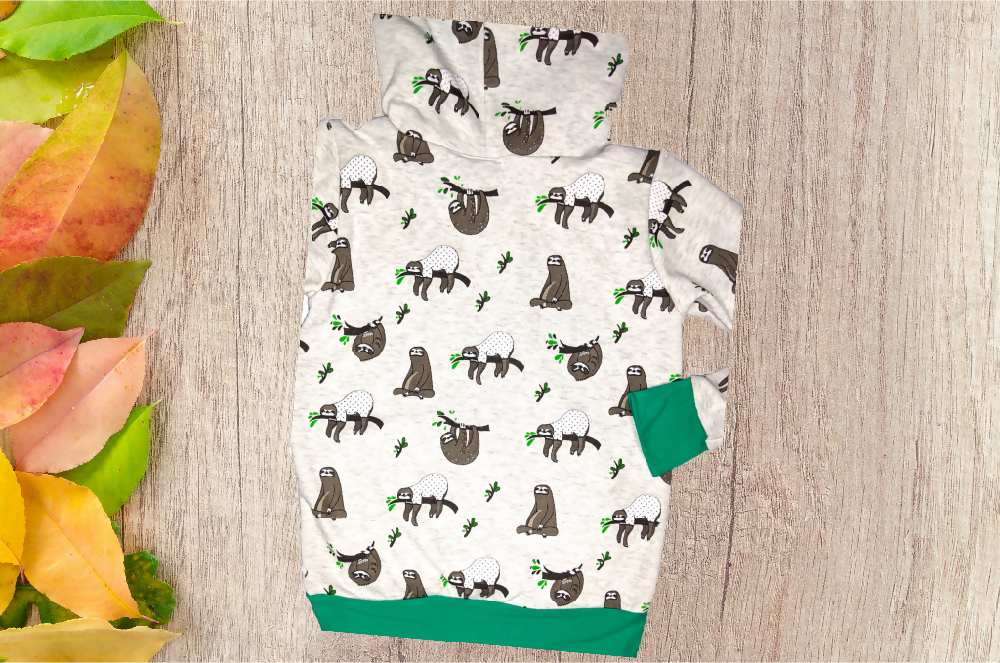 Boys Fleece Hoodie, Sloth Sizes: 6 - 12