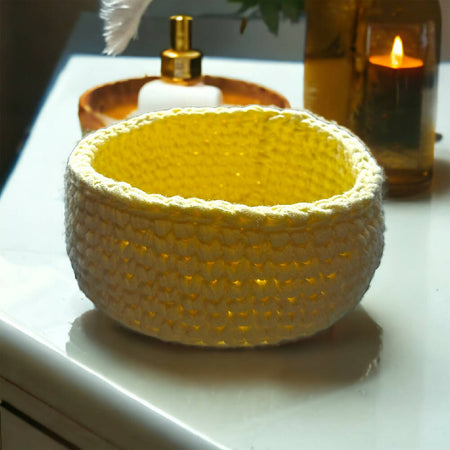 Crochet Handmade Basket - Lemon