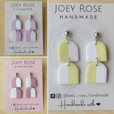 Two Tone Small Double Arch Polymer Clay Earrings - Three Colour Ways