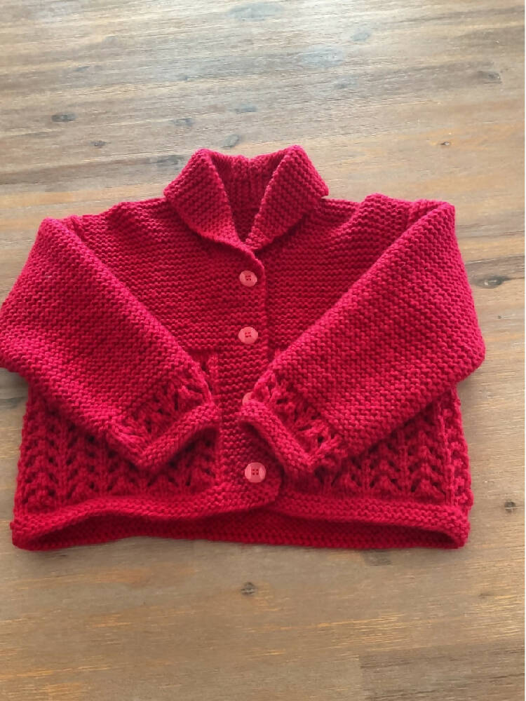 Cardigan in Cherry Red, Size 2 years