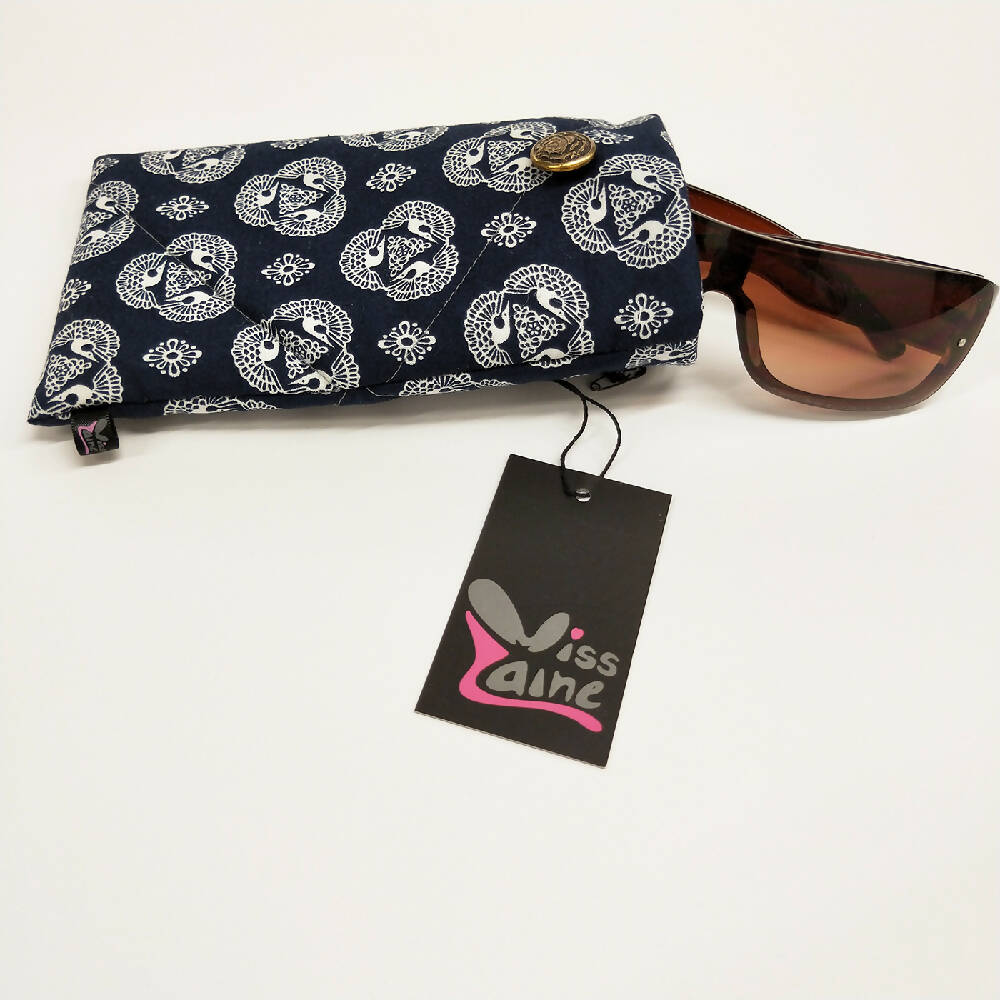Navy cotton sunglass case protector, eyewear case
