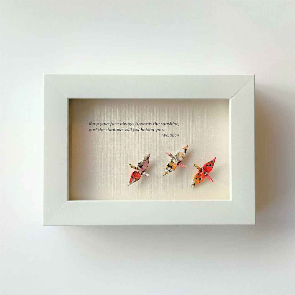 Custom-made small gift with inspirational quote and good luck cranes