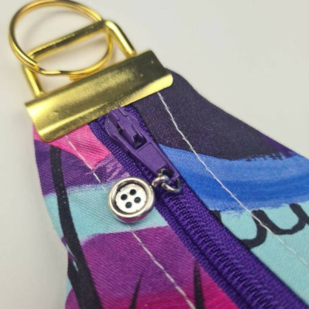 Zippity Keyring Pouch - Watercolour Abstract - Triangle Keyfob Zip