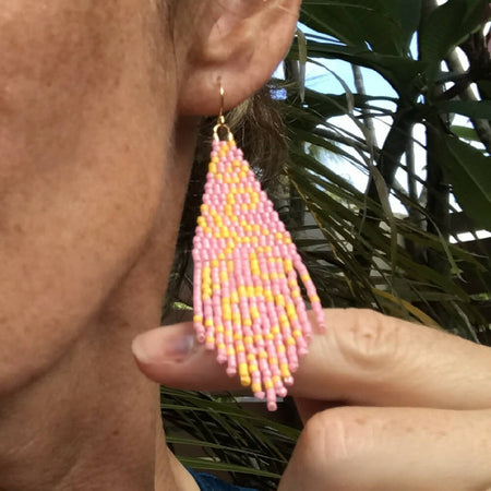 Beaded fringe earrings - Fruit swirls