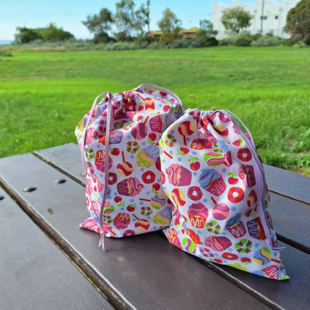 Cupcakes & Lollypops Drawstring Bags - Set of 2