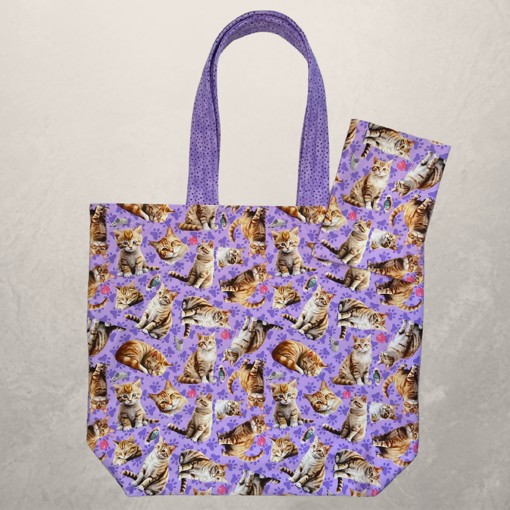Grocery Tote ... Ginger Cat ... Lined with storage pouch
