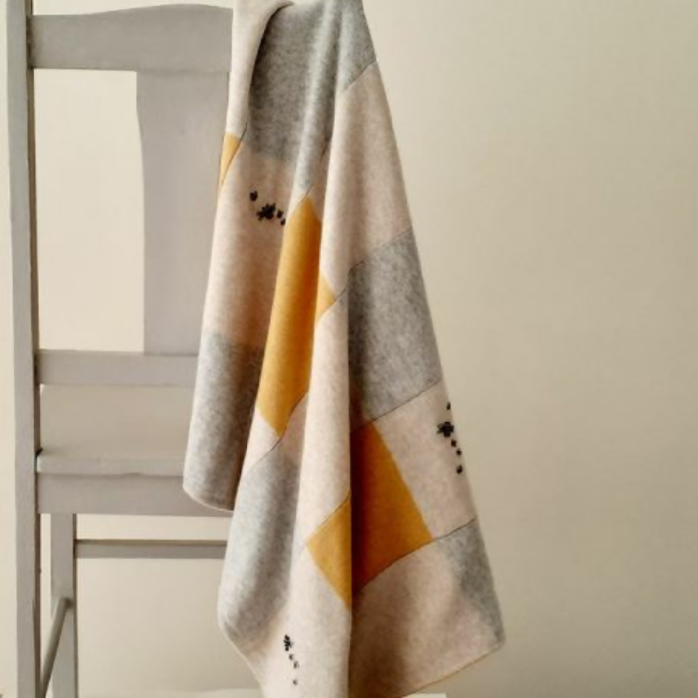 Baby Blanket Hand-Embroidered Bees