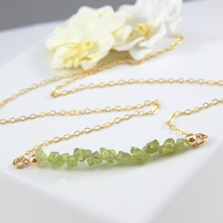 Peridot Bar Necklace,Bar Necklace,August Birthstone,Layering Necklace