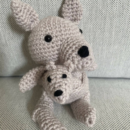 Kangaroo & Joey - crocheted toy