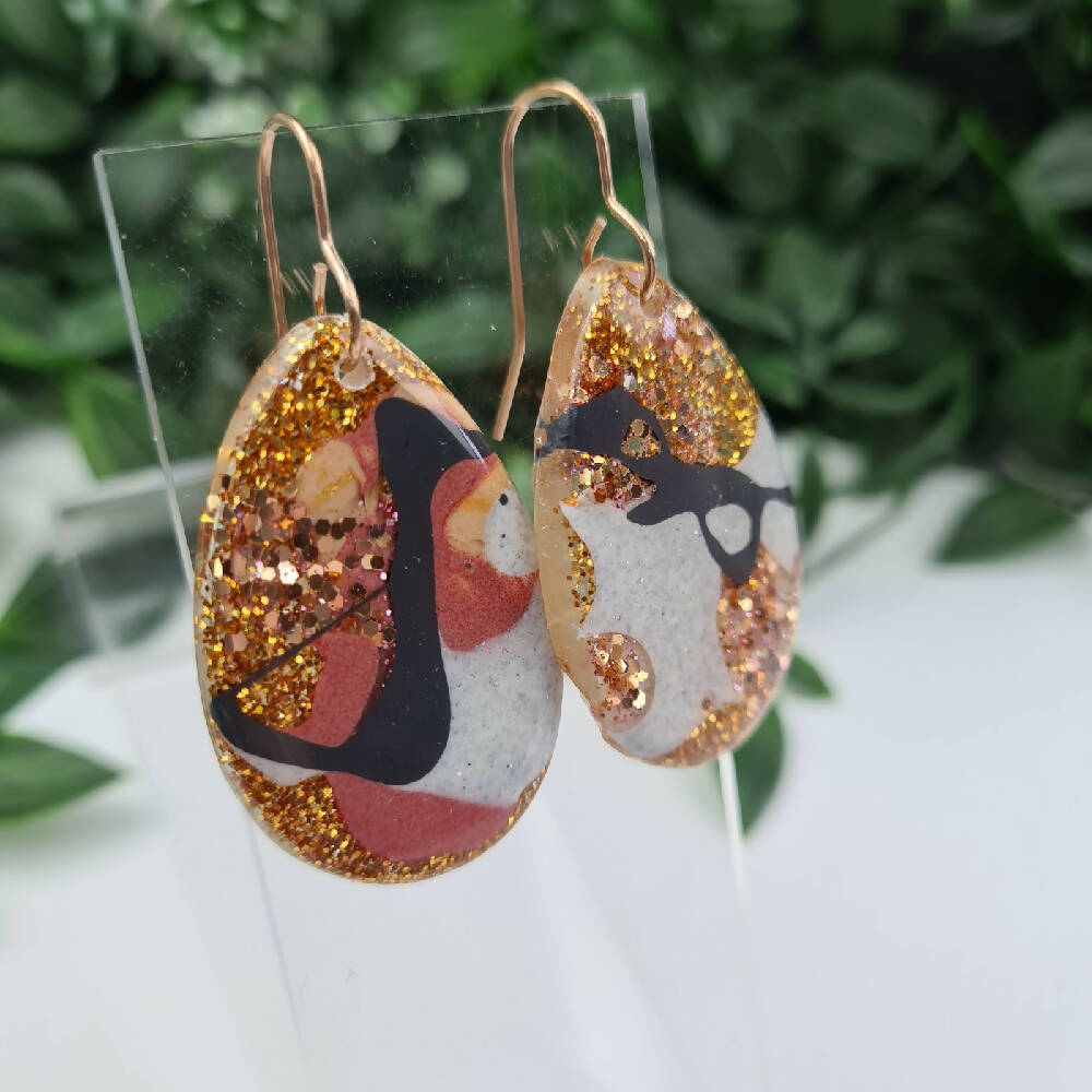 Dangle Earrings Resin Button Jewellery Colourful Copper Egg  (4)