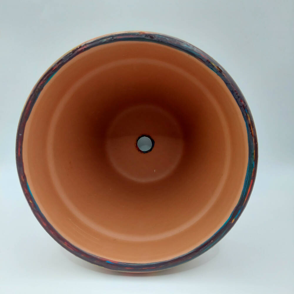 Mixed Colour Acrylic Poured Terracotta Pot