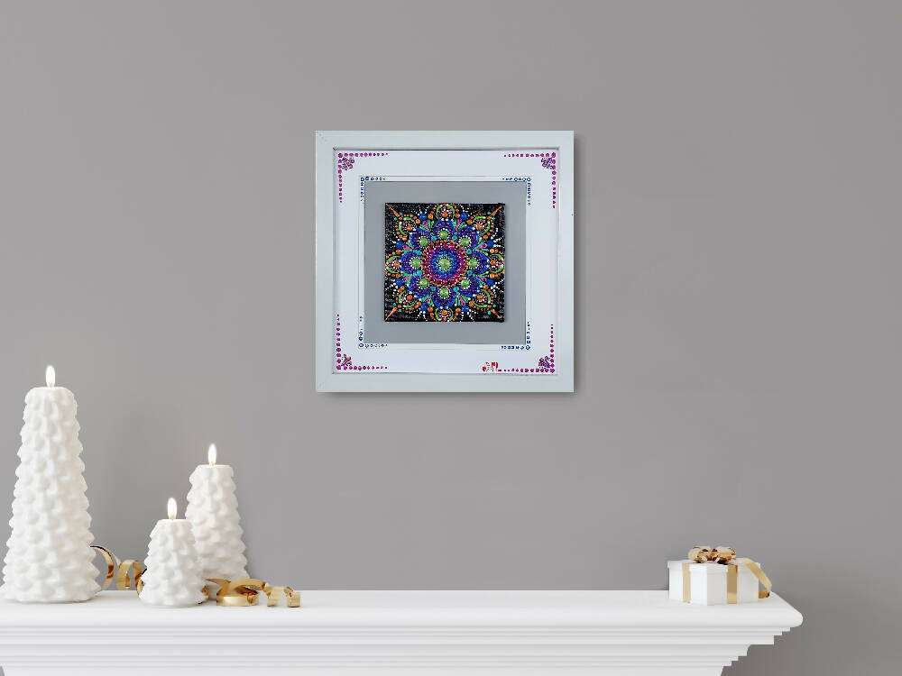 Framed Dot Art called "Florabunda "