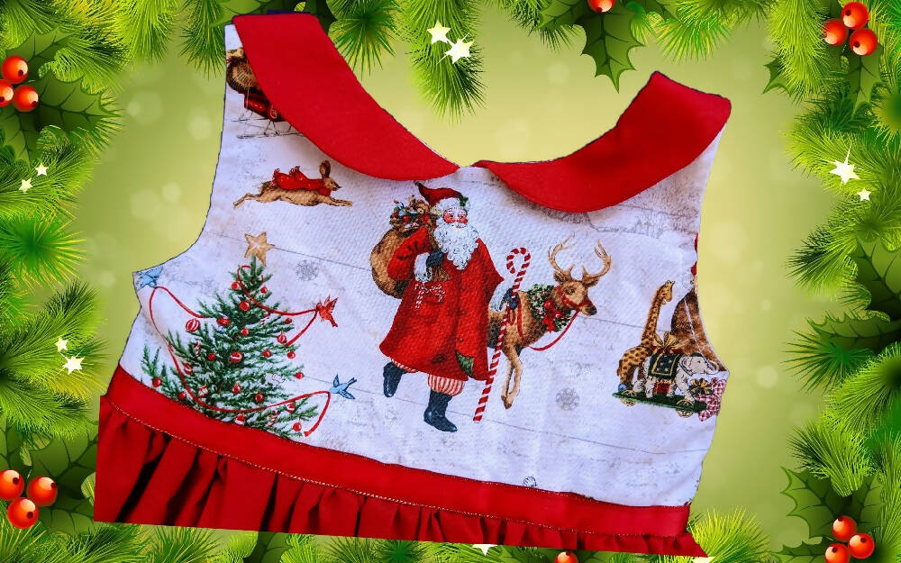 Christmas Dress, Vintage Santa - Size 3 , 4