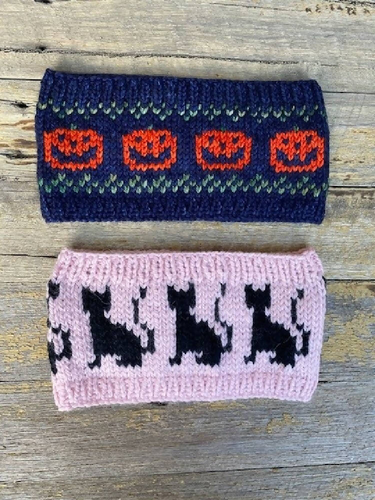 Halloween Headband, Earwarmers, hand knitted headband