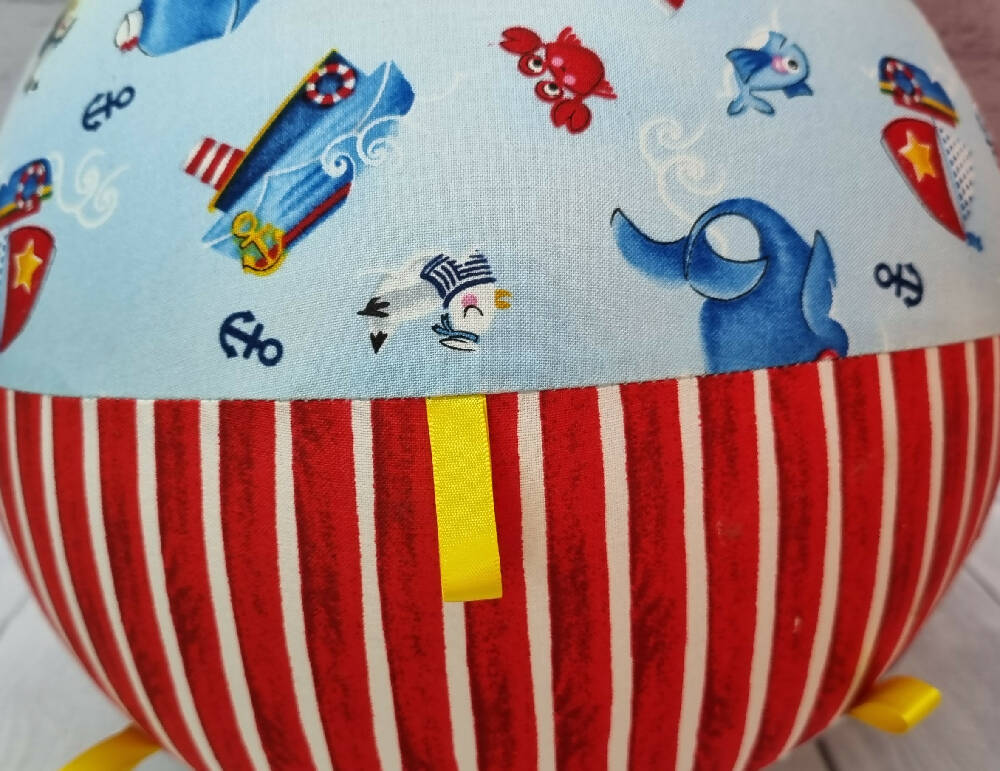 Balloon Ball: Whale of a time with Red/white stripe: Taggie; Two tone style