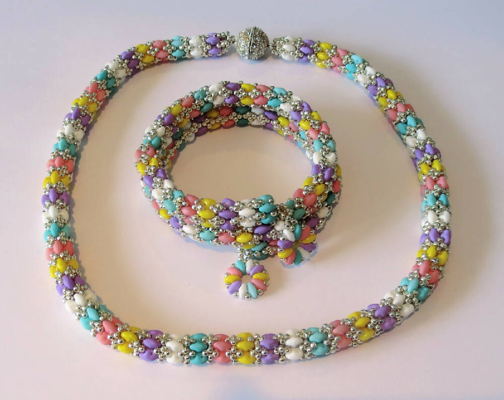 Necklace and Bracelet in Pretty Gelato Colours