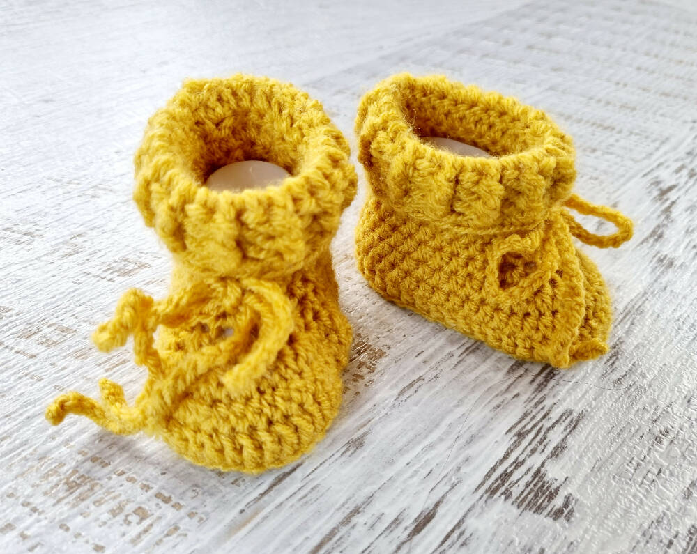 Baby Booties Mustard Newborn Crochet Knit Shoes Socks